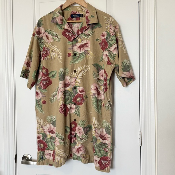 Polo Ralph Lauren Hawaiian Tropical Floral Print Men's Shirt Linen Cotton XLT - Picture 5 of 14
